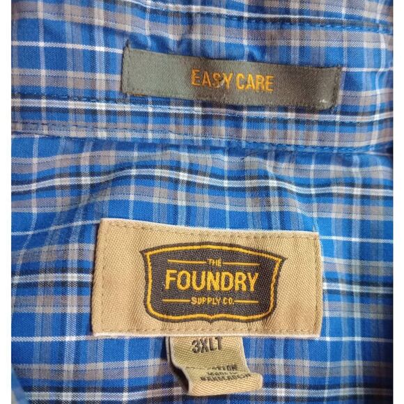 Foundry Shirt Men's 3xl Tall Blue Button Front Short Sleeve Gender Reveal Corpor - Picture 7 of 9